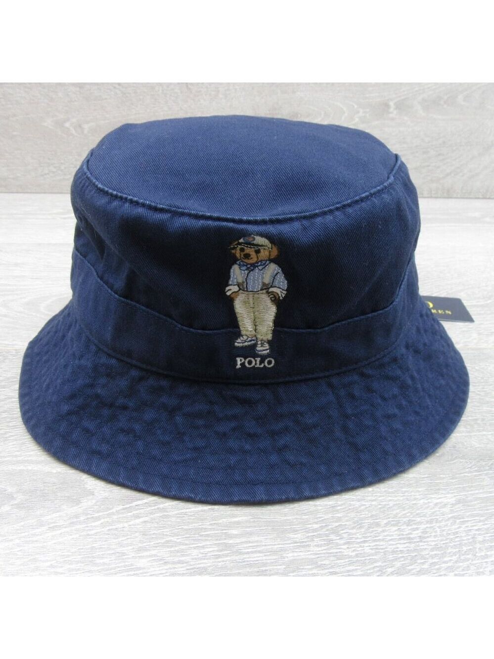 Polo Ralph Lauren Embroidered Bear Bucket Hat Adult Size S/M Navy Blue NEW - Picture 2 of 12